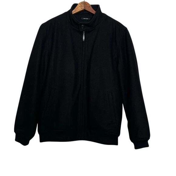 Claiborne Wool Blend Mock Neck Full Zip Quilted Lined Bomber Jacket Black Medium - Picture 1 of 9